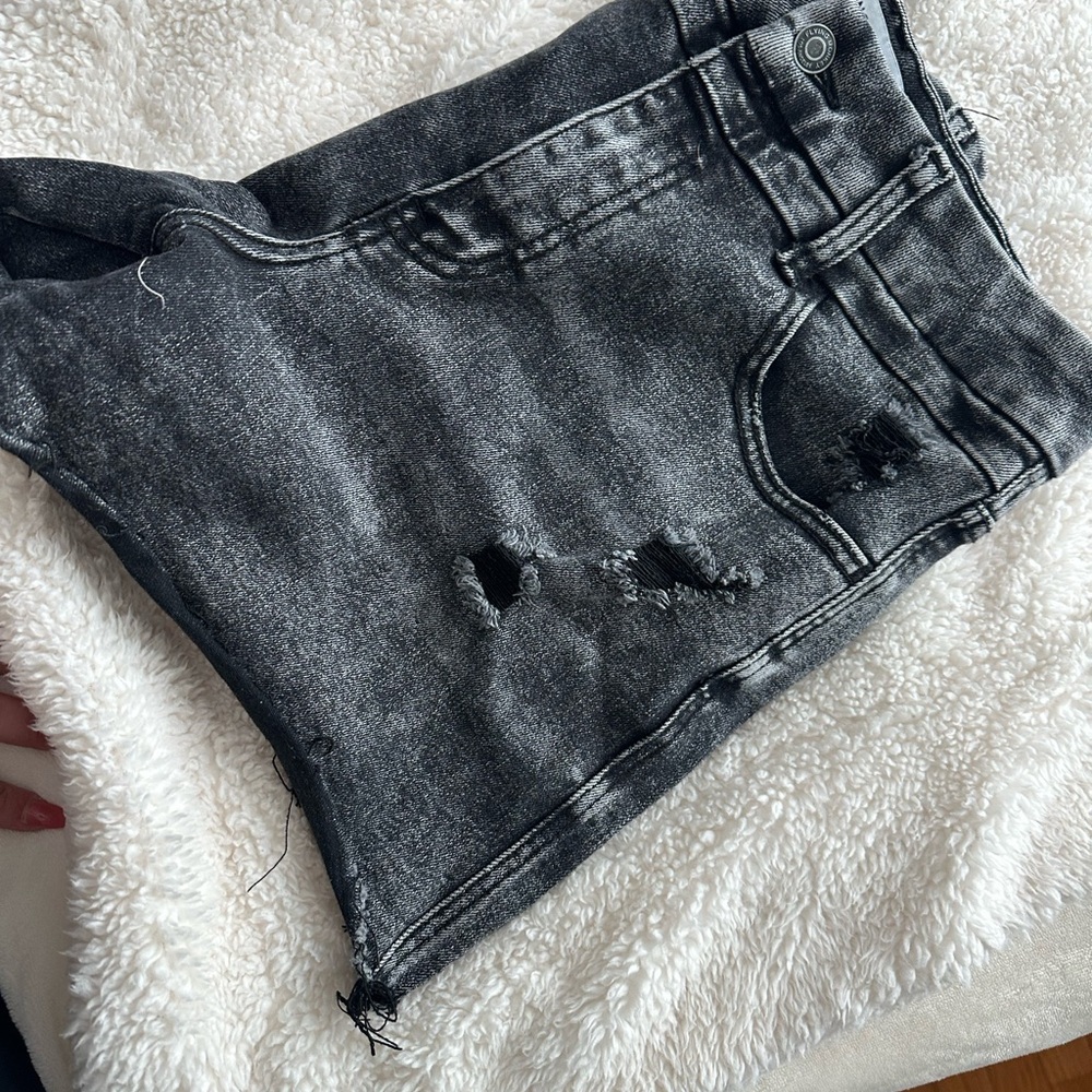 Distressed Black Denim Shorts - Picture 5 of 9